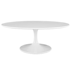 Lippa 42" Oval-Shaped Wood Top Coffee Table White EEI-1139-WHI