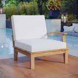 Marina Outdoor Patio Teak Right-Facing Sofa Natural White EEI-1149-NAT-WHI-SET