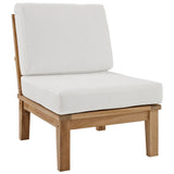 Marina Armless Outdoor Patio Teak Sofa Natural White EEI-1150-NAT-WHI-SET