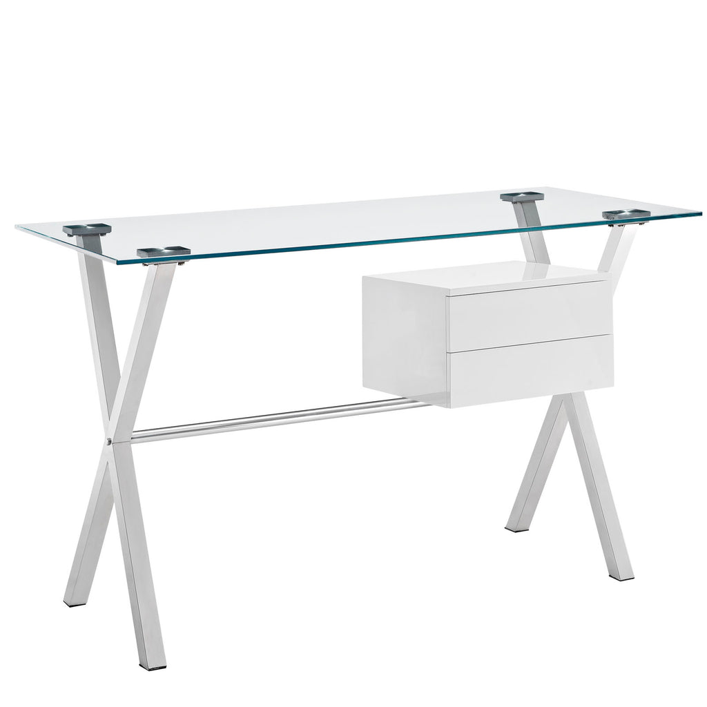 Stasis Glass Top Office Desk White EEI-1181-WHI
