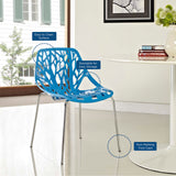 Stencil Dining Side Chair Plastic Set of 2 Blue EEI-1317-BLU