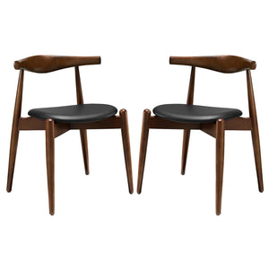 Stalwart Dining Side Chairs Set of 2 Dark Walnut Black EEI-1377-DWL-BLK