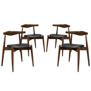 Stalwart Dining Side Chairs Set of 4 Dark Walnut Black EEI-1378-DWL-BLK