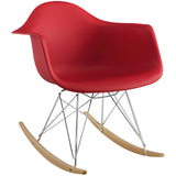 Rocker Plastic Lounge Chair Red EEI-147-RED