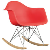 Rocker Plastic Lounge Chair Red EEI-147-RED