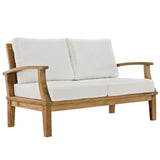 Modway Furniture Marina 5 Piece Outdoor Patio Teak Set Natural White 65 x 121.5 x 31.5