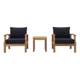 Marina 3 Piece Outdoor Patio Teak Set Natural Navy EEI-1487-NAT-NAV-SET