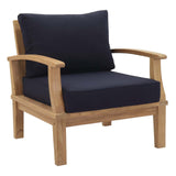 Marina 3 Piece Outdoor Patio Teak Set Natural Navy EEI-1487-NAT-NAV-SET