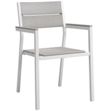 Maine Dining Outdoor Patio Armchair White Light Gray EEI-1506-WHI-LGR