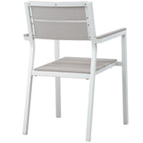 Maine Dining Outdoor Patio Armchair White Light Gray EEI-1506-WHI-LGR