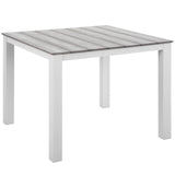 Maine 40" Outdoor Patio Dining Table White Light Gray EEI-1507-WHI-LGR
