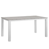 Maine 63" Outdoor Patio Dining Table White Light Gray EEI-1508-WHI-LGR