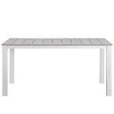 Maine 63" Outdoor Patio Dining Table White Light Gray EEI-1508-WHI-LGR
