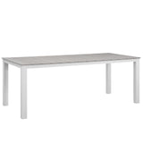 Maine 80" Outdoor Patio Dining Table White Light Gray EEI-1509-WHI-LGR