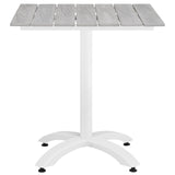 Maine 28" Outdoor Patio Dining Table White Light Gray EEI-1514-WHI-LGR
