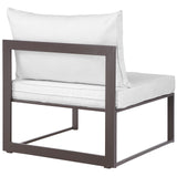 Fortuna Armless Outdoor Patio Chair Brown White EEI-1520-BRN-WHI