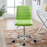 Ripple Armless Mid Back Vinyl Office Chair Bright Green EEI-1532-BGR