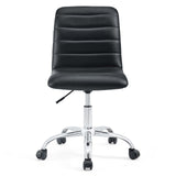 Ripple Armless Mid Back Vinyl Office Chair Black EEI-1532-BLK