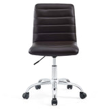 Ripple Armless Mid Back Vinyl Office Chair Brown EEI-1532-BRN