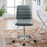 Ripple Armless Mid Back Vinyl Office Chair Gray EEI-1532-GRY