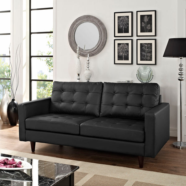 Empress Bonded Leather Loveseat Black EEI-1546-BLK
