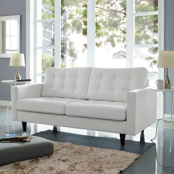 Empress Bonded Leather Loveseat White EEI-1546-WHI