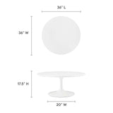 Modway Furniture Lippa 36" Round Wood Coffee Table White White EEI-1646-WHI