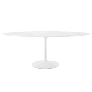 Modway Furniture Lippa 78" Oval Artificial Marble Dining Table White EEI-1659-WHI