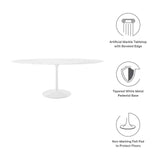 Modway Furniture Lippa 78" Oval Artificial Marble Dining Table White EEI-1659-WHI