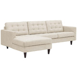 Empress Left-Facing Upholstered Fabric Sectional Sofa Beige EEI-1666-BEI