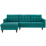 Empress Left-Facing Upholstered Fabric Sectional Sofa Teal EEI-1666-TEA