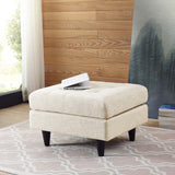 Empress Upholstered Fabric Ottoman Beige EEI-1667-BEI