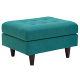 Empress Upholstered Fabric Ottoman Teal EEI-1667-TEA