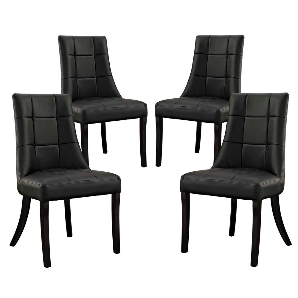 Noblesse Dining Chair Vinyl Set of 4 Black EEI-1678-BLK