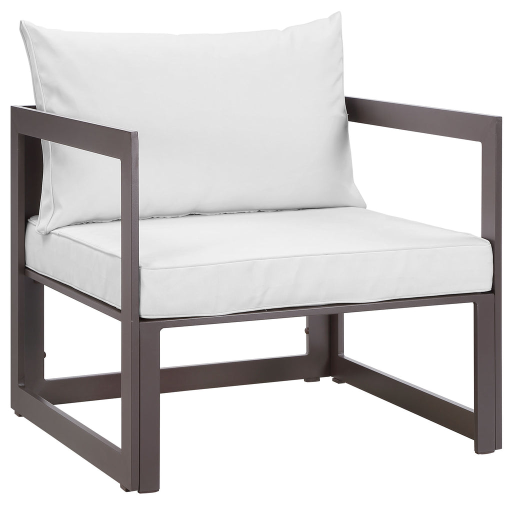 Fortuna 10 Piece Outdoor Patio Sectional Sofa Set Brown White EEI-1720-BRN-WHI-SET