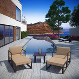 Fortuna 5 Piece Outdoor Patio Sectional Sofa Set Brown Mocha EEI-1721-BRN-MOC-SET