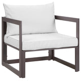 Fortuna 5 Piece Outdoor Patio Sectional Sofa Set Brown White EEI-1721-BRN-WHI-SET