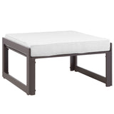 Fortuna 5 Piece Outdoor Patio Sectional Sofa Set Brown White EEI-1721-BRN-WHI-SET