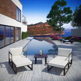 Fortuna 5 Piece Outdoor Patio Sectional Sofa Set Brown White EEI-1721-BRN-WHI-SET