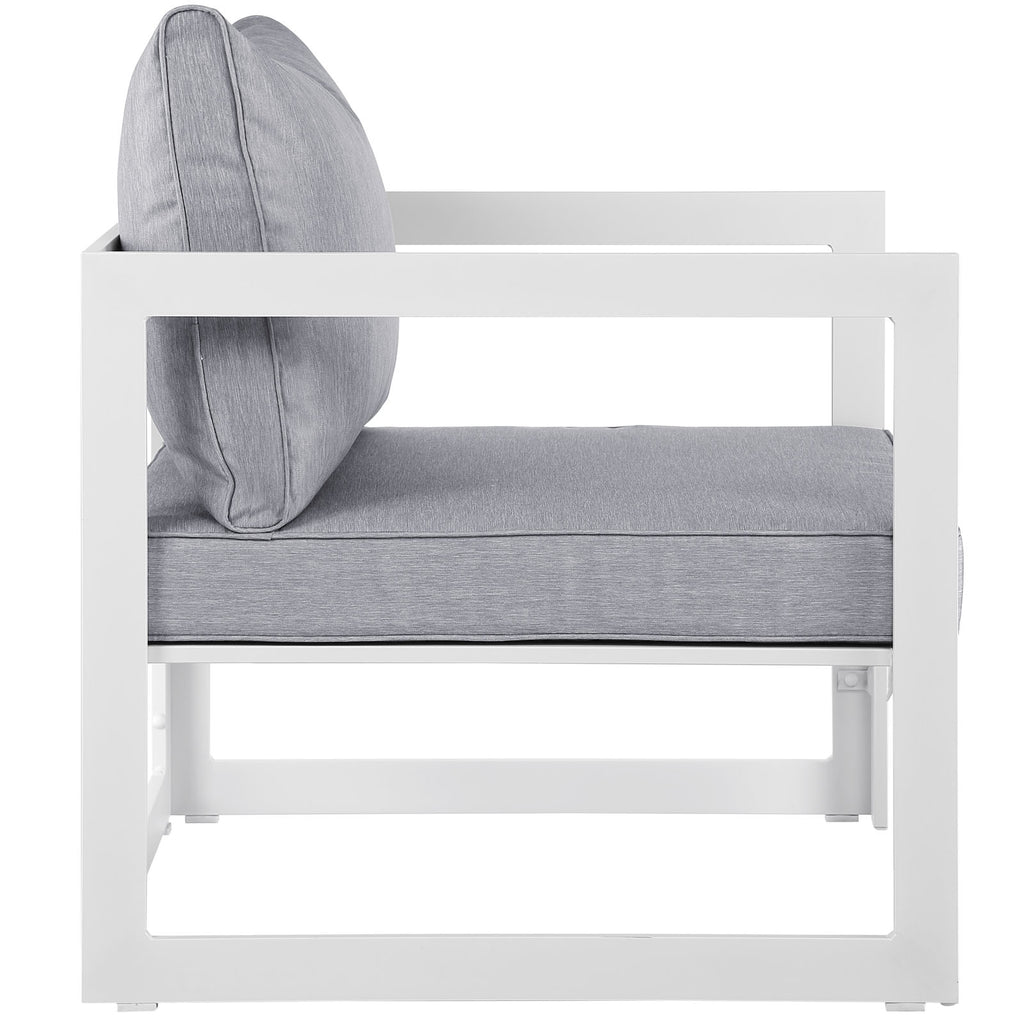 Fortuna 5 Piece Outdoor Patio Sectional Sofa Set White Gray EEI-1721-WHI-GRY-SET