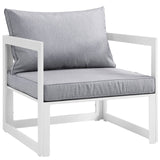 Fortuna 3 Piece Outdoor Patio Sectional Sofa Set White Gray EEI-1722-WHI-GRY-SET