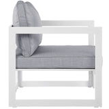 Fortuna 3 Piece Outdoor Patio Sectional Sofa Set White Gray EEI-1722-WHI-GRY-SET