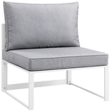 Fortuna 5 Piece Outdoor Patio Sectional Sofa Set White Gray EEI-1724-WHI-GRY-SET