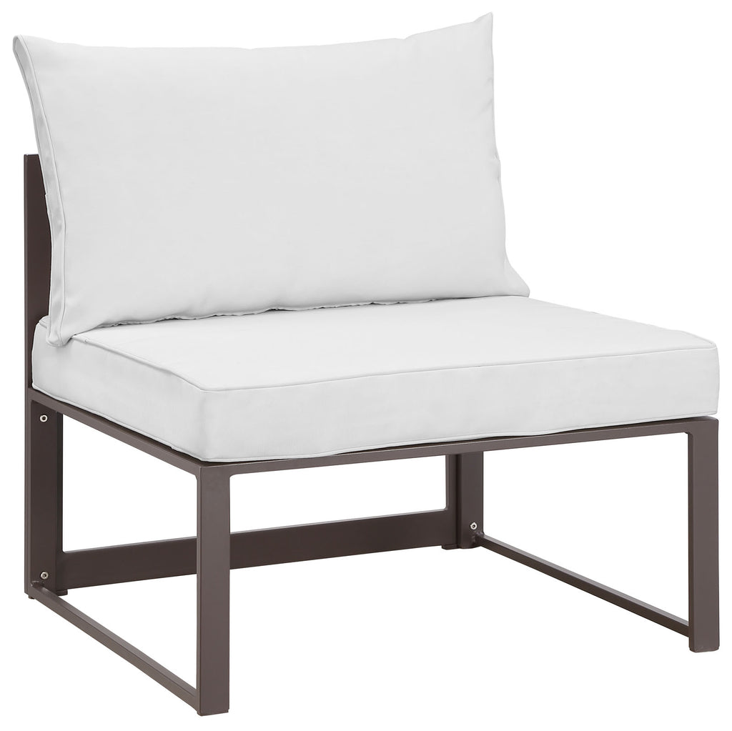 Fortuna 8 Piece Outdoor Patio Sectional Sofa Set Brown White EEI-1725-BRN-WHI-SET