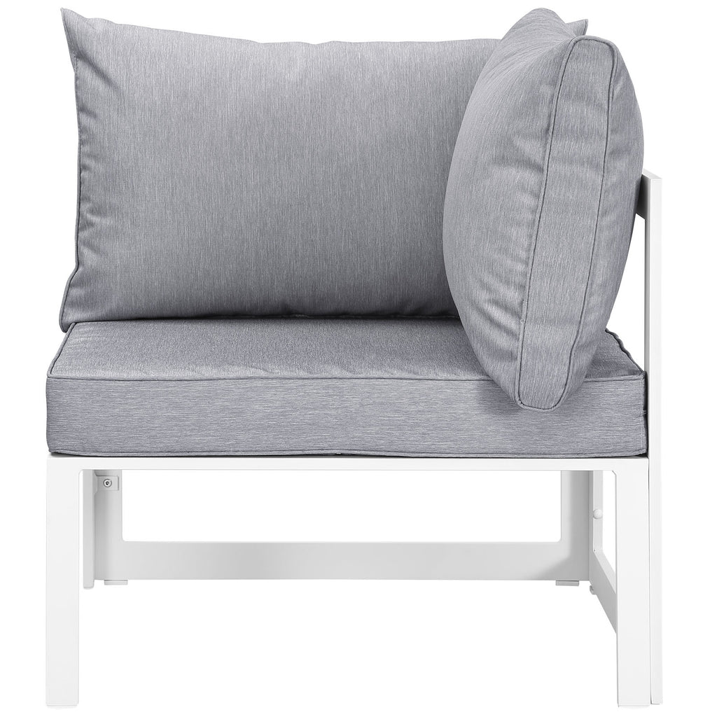 Fortuna 8 Piece Outdoor Patio Sectional Sofa Set White Gray EEI-1725-WHI-GRY-SET