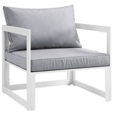 Fortuna 8 Piece Outdoor Patio Sectional Sofa Set White Gray EEI-1725-WHI-GRY-SET