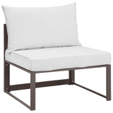 Fortuna 7 Piece Outdoor Patio Sectional Sofa Set Brown White EEI-1729-BRN-WHI-SET