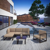 Fortuna 6 Piece Outdoor Patio Sectional Sofa Set Brown Mocha EEI-1731-BRN-MOC-SET