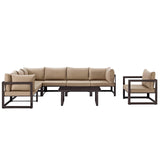 Fortuna 8 Piece Outdoor Patio Sectional Sofa Set Brown Mocha EEI-1736-BRN-MOC-SET