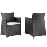 Junction Armchair Outdoor Patio Wicker Set of 2 Brown White EEI-1738-BRN-WHI-SET